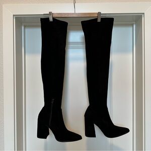 Steve Madden Black Tava Over The Knee Suede Boots